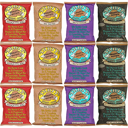 Book Cover Kettle Cooked Potato Chips, Gluten-Free A Crunchier Tastier Dirty Potato Chip, Ultimate Variety Pack, 1.5oz Bag 12-Pack Variety
