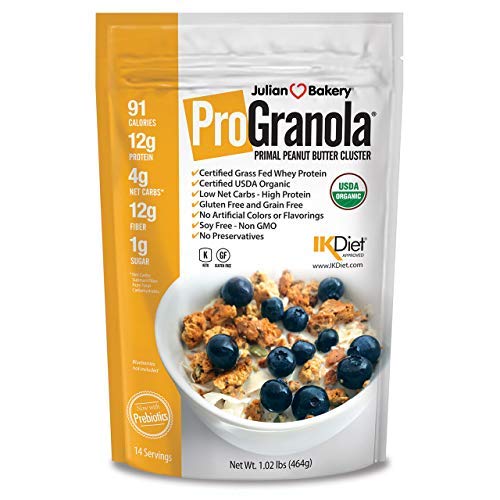 Book Cover Julian Bakery® ProGranola® Cereal | USDA Organic | GF | Peanut Butter Cluster | 12g Grass-Fed Whey Protein | 4 Net Carbs | GF | Grain-Free | 14 Servings