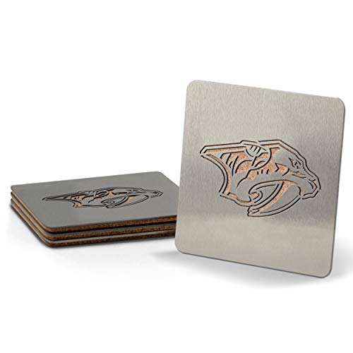 Book Cover YouTheFan NHL Boasters (Drink Coasters): 4-Piece Stainless Steel Laser-Cut Team Coaster Set