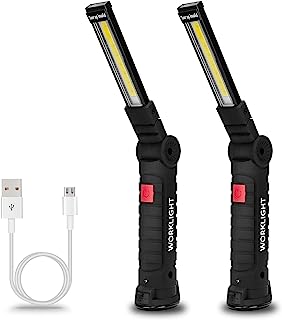 Book Cover Lmaytech LED Work Light Flashlight, 2 Packs COB Rechargeable Work Lights with Magnetic Base 270Â° Rotate Grill Light and 5 Modes Bright LED Flashlights Inspection Light for Dad Gifts, Fathers Day Gifts