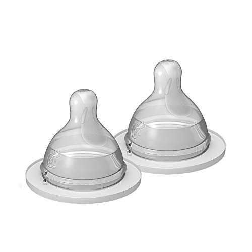 Book Cover MAM Bottle Nipples Extra Slow Flow Nipple Size 0 (Set of 2), for Newborn Babies and Older, SkinSoft Silicone Nipples for Baby Bottles, Fits All MAM Bottles