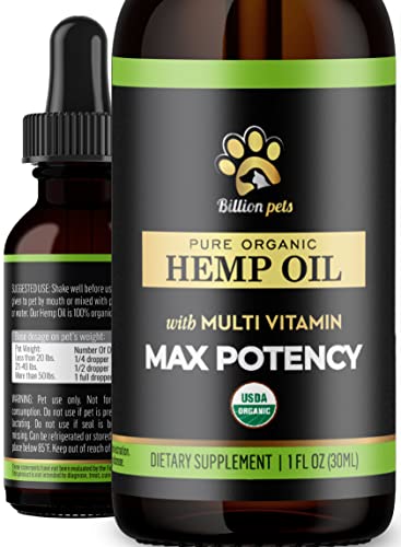 Book Cover Billion Pets - Hemp Oil for Dogs and Cats - Hemp Oil Drops with Omega Fatty Acids - Hip and Joint Support and Skin Health