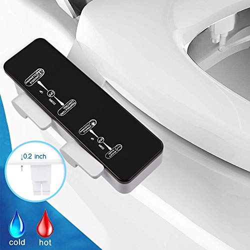Book Cover Bidet Attachments,Greatic EB8200 Ultra Slim Self Cleaning Nozzle Hot&Cold Fresh Water Non-Electric Mechanical Bidet Toilet Attachment with Adjustable Water Pressure&Temperature