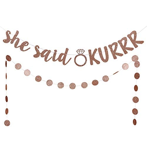 Book Cover Rose Gold Glittery She Said Okurrr Banner and Rose Gold Glittery Circle Dots Garland- Bachelorette Bridal Shower Girls Night Party Wedding Engagement Party Decorations