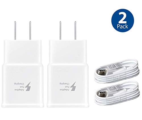 Book Cover Wall Charger Adaptive Fast Charger Kit for Samsung Galaxy S7/S7 E/S6/S6 E/Note5/4 /S4/S3, USB 2.0 Fast Charge Kit True Digital Adaptive Fast Charging (Wall Charge + Micro USB Cable 4 ft)