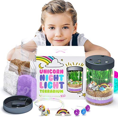 Book Cover Unicorn Terrarium Kit for Kids â€“ Girls or Boys Science Kits Stem Gifts with Night Light - DIY Craft Educational Garden Discovery Art for Age 4-12
