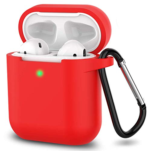 Book Cover AirPods Case, Full Protective Silicone AirPods Accessories Cover Compatible with Apple AirPods 1&2 Wireless and Wired Charging Case(Front LED Visible),Red
