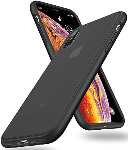 Book Cover Humixx Shockproof Series iPhone Xs Max Case Cover, [Military Grade Drop Tested] [Upgrading Materials] Translucent Matte Case with Soft Edges, Shockproof and Anti-Drop Protection Case-Black