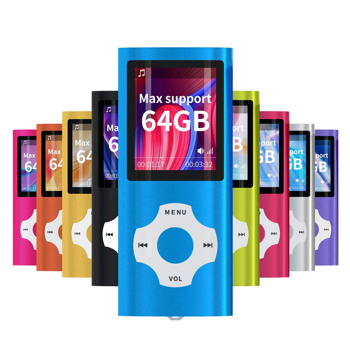 Book Cover WOWSYS MP3/MP4 Portable Player,1.8 Inch LCD Screen and Card Slot,Max Support 64GB TF Card,Darkblue