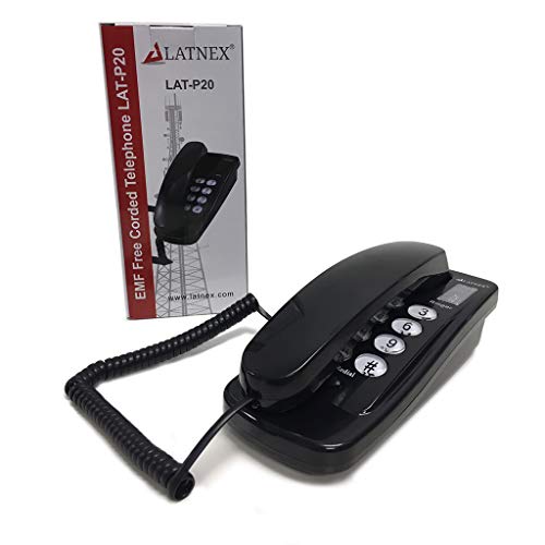 Book Cover LATNEX EMF Landline Corded Telephone Home Black Phone - for Electromagnetic Sensitive Individuals - Vision or Hearing Impaired Seniors and Elderly People