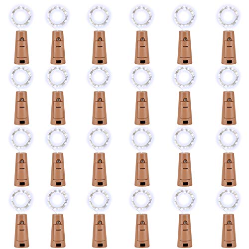 Book Cover LEDIKON 24 Pack 20 LED Wine Bottle Lights with Cork,3.3Ft Silver Wire Cool White Cork Lights Battery Operated Fairy Mini String Lights for Wedding Party Wine Liquor Bottles Crafts Christmas Decor