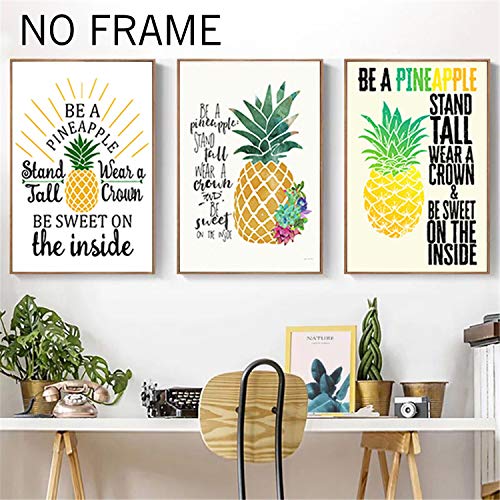Book Cover Eccoo House 3 Pack 12X16 Inch Pineapple Canvas Unframed Be A Pineapple Stand Tall Wear A Crown Be Sweet On Inside Quote HD Prints Poster Canvas Tropical Decorative Art Wall Decor
