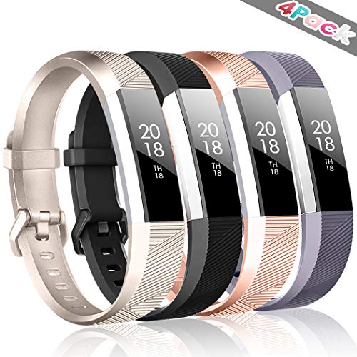 Book Cover ZEROFIRE Bands Compatible with Fitbit Alta HR and Fitbit Alta (4 Pack), Replacement Sport Wristbands with Secure Metal Buckle for Fitbit Alta/Fitbit Alta HR/Fitbit Ace, Small Large