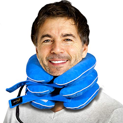 Book Cover Cervical Neck Traction Device by NeckFix for Instant Neck Pain Relief [FDA Approved] - Adjustable Neck Stretcher Collar for Home Traction Spine Alignment + BONUS Trigger Point Massage Ball (Blue Ocean)