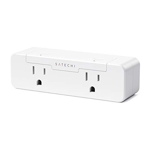 Book Cover Satechi Dual Smart Outlet with Real-Time Power Monitoring - Wi-Fi Smart Plug 2.4Ghz Enabled - Works with Apple HomeKit (USA, White)