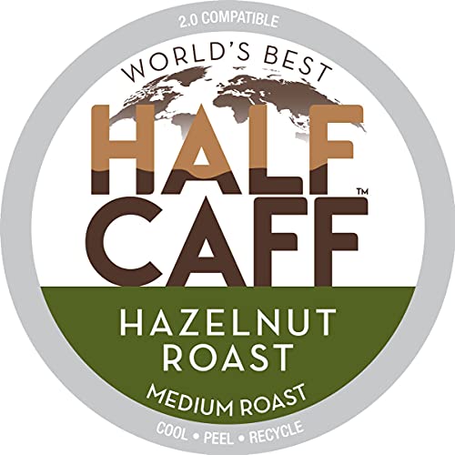 Book Cover World's Best Half Caff Hazelnut Coffee 24ct. Solar Energy Produced Recyclable Single Serve Half Caff Hazelnut Coffee Pods - 100% Arabica Coffee California Roasted, KCup Compatible
