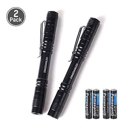 Book Cover LED Pocket Pen Light Flashlights with Battery Adjustable Flashlight Ultra Bright and Durable, Lightweight and Waterproof,5Modes Zoomable Flaslight for Indoor and Outdoor Use-2 Pack