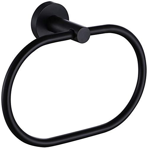 Book Cover Towel Ring Matte Black, Angle Simple Stainless Steel Hand Towel Holder, Bathroom Face Towel Rack Wall Mounted