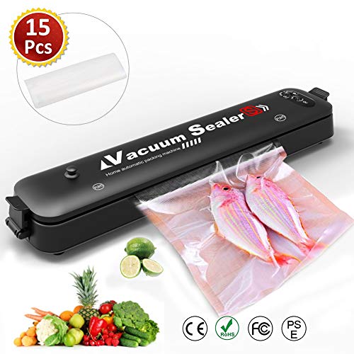 Book Cover Vacuum Sealer Machine Automatic Food Saver Vacuum Sealer Machine | Easy Use | Dry & Moist Modes | Compact & Easy Clean Preservation with 15 Pcs Vacuum Bags