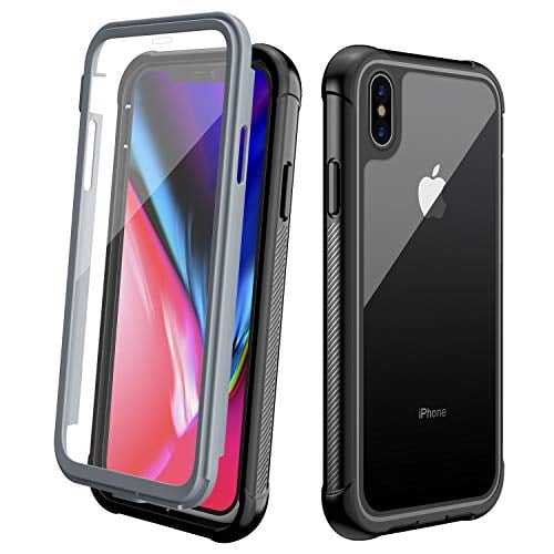 Book Cover ALOFOX Clear Designed Case for iPhone Xs Max Case, Full-Body Rugged Clear Bumper Case with Built-in Screen Protector for Apple iPhone Xs Max 6.5 Inch (2018 Release) (Black+Clear)