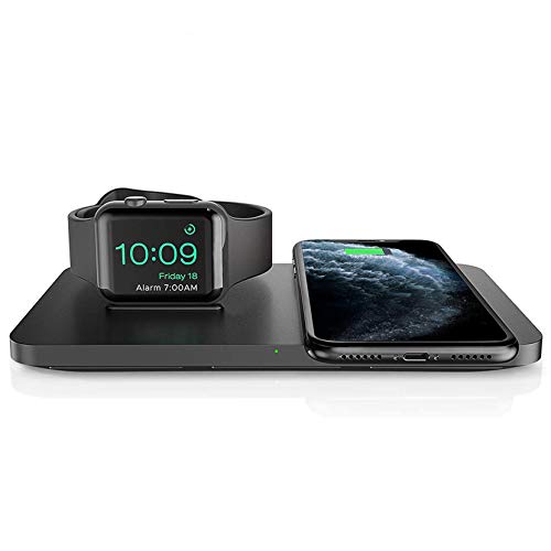 Book Cover Wireless Charger, Seneo 2 in 1 Dual Wireless Charging Pad with iWatch Stand for iWatch 6/5/4/3/2, 7.5W Wireless Charger for iPhone 12/11/11 Pro Max/XR/XS Max/XS/X/8, Airpods(No iWatch Charging Cable)