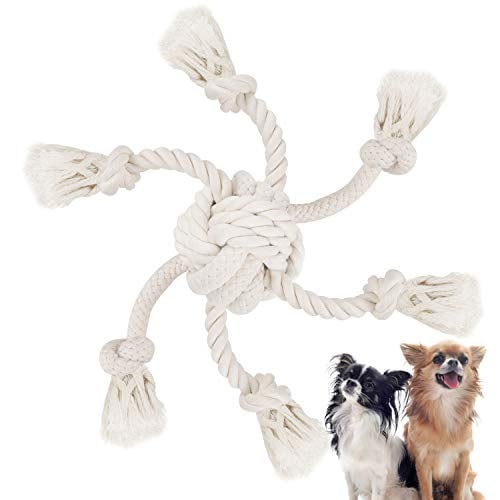 Book Cover WINGPET Rope Dog Toy for Aggressive Chewers, Interactive Dog Chew Toys - Thick Knot Rope and TUG of WAR Balls - Natural Cotton - Dog Teeth Cleaning - Tough Durable - Great for Dogs Exercise Trainning