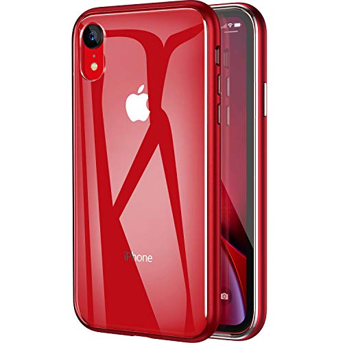 Book Cover MAXEVIS iPhone XR Case, Clear Slim Protective Case Dual Layer Transparent Shell + Matte Hard Bumper Cover Anti-Scratch Shock Absorption Thin Case for Apple iPhone XR 6.1 LCD-Red