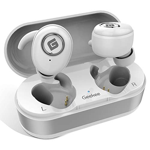 Book Cover True Wireless Earbuds Bluetooth 5.0 Headphones, in-Ear TWS Stereo Headset w/Mic Extra Bass IPX5 Sweatproof Low Latency Instant Pairing 15H Battery Charging Case Noise Cancelling Earphones (Silver)
