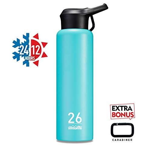 Book Cover ZOOOBELIVES Metal Sports Water Bottle 26oz, Double Walled 18/8 Stainless Steel, Vacuum Insulated, Wide Mouth, Powder Coated - Designed for Cycling/Hiking/Camping/Traveling/Gym/Yoga (Fantasy Blue)