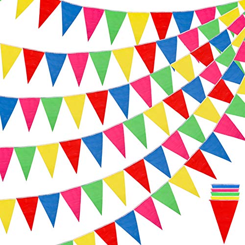 Book Cover RUBFAC 1020ft 720pcs Colorful Pennant Banner Flags Multicolor Bunting String Triangle Flags Bulk, Garland for Grand Opening, Carnival Theme Birthday Party Decoration Outdoor Events Classroom Decor