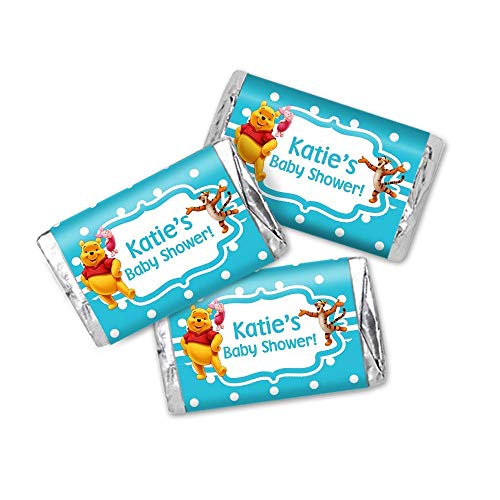 Book Cover Winnie The Pooh Baby Shower Miniatures Chocolate Bar Wrapper Labels - 54 Total Candy Stickers