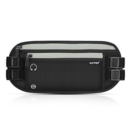 Book Cover KIPTOP RFID Money Belt Waist Pack Bumbag Hidden Security Wallet Waterproof RFID Pouch with Headphone Hole for Phone Cards Passports Cash and Keys for Traveling Sports and Daily Use