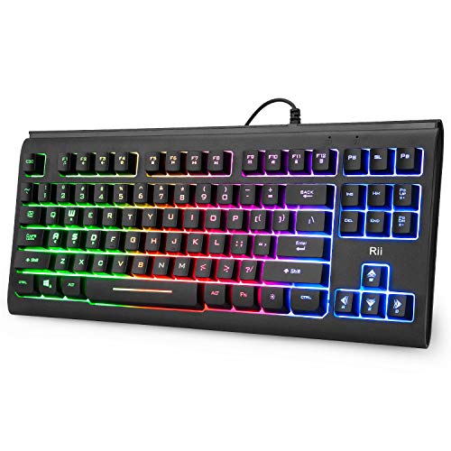 Book Cover Rii Primer RGB Compact Gaming Office Keyboard RK104,Backlight Keyboard,Small 87 Keys No Number Pad Keyboard for Windows PC Laptop Desktop