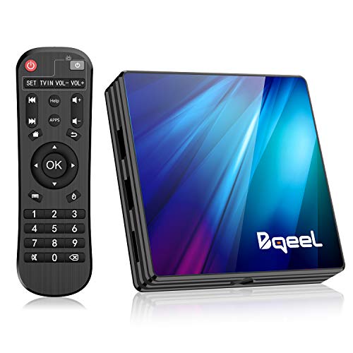 Book Cover Bqeel Android TV Box 9.0 4GB RAM 64GB ROM, R1 Plus Android Box RK3318 Quad-Core 64bits Dual-Band WiFi 2.4G/5G BT 4.0 3D 4K Ultra HD HDMI 2.0 H.265 USB 3.0 Smart TV Box