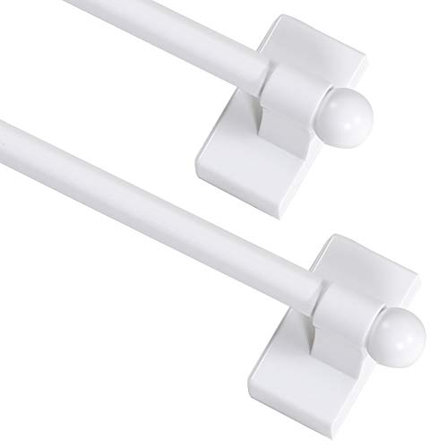 Book Cover Turquoize 2 Pack Magnetic Curtain Rods for Metal Doors with Adjustable Length,Extends from 16 inch to 28 inch Magnetic Cafe Curtain Rod, Easy Installation for Any Steel Spaces, White, 2 Pack