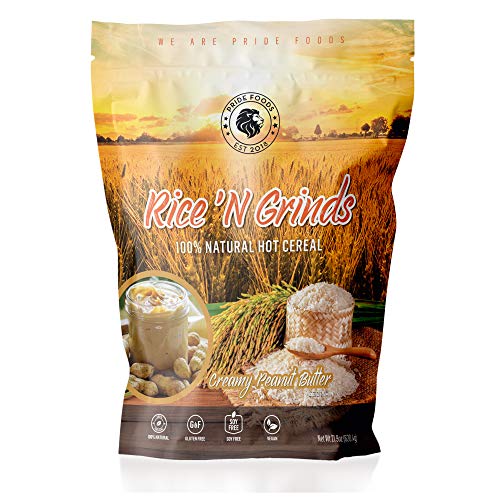 Book Cover Pride Foods Rice 'N Grinds, 100% Natural Hot Rice Cereal, Creamy Peanut Butter, 21.9oz