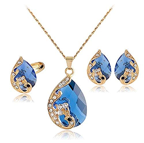 Book Cover Zittop Premium Quality Jewelry Set Fashion Ring Pendant Earrings Sparkling Necklace Sapphire