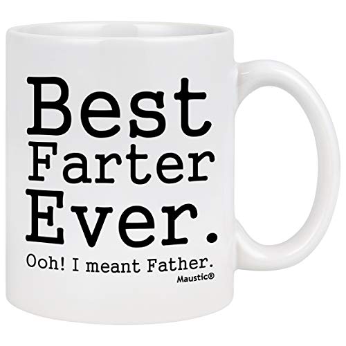 Book Cover Best Gift for Dad Coffee Mug Best Farter Ever Ooh I Meant Father Funny Coffee Mug Tea Cup Festival Birthday Gift for Dad Husband Grandpa (White, 11 Ounce)