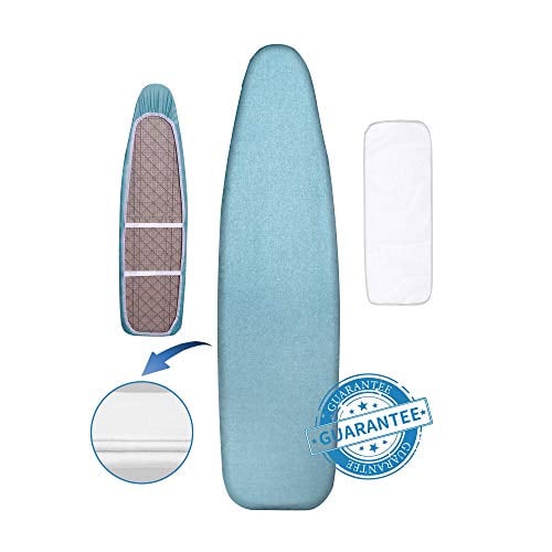 Book Cover Hansprou Silicone Coating Ironing Board Cover and Pad Resists Scorching and Staining Ironing Board Cover with Heavy Duty Padded 2 Velcro Straps 15
