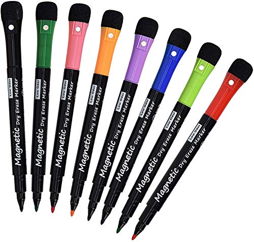 Book Cover Linkbro Magnetic Dry Erase Markers - Fine Tip, Assorted Colors, 8 Pack, Low Odor Whiteboard markersÂ for kids, Work On White board & Calendar, Refrigerator