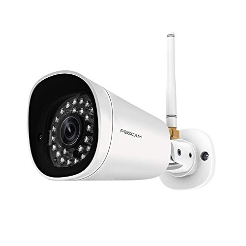 Book Cover Foscam WiFi Outdoor/Indoor Security Camera, 1080P Surveillance Bullet IP Camera with Intelligent Human Detection/Motion Detection, 66ft Night Vision, IP66 Waterproof, Free Cloud, Supports Alexa, White