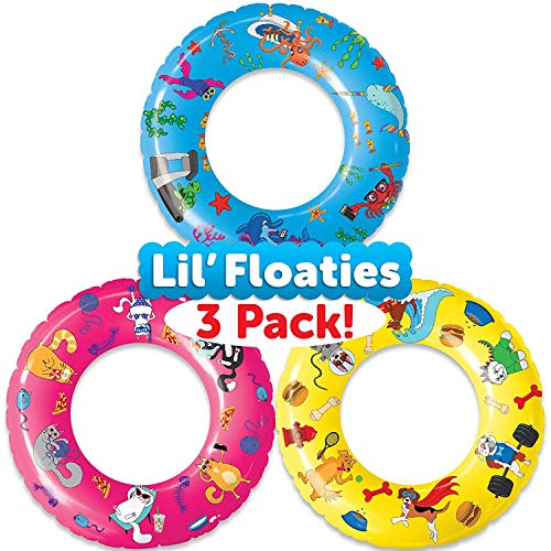 Book Cover USA Toyz Pool Floats and Swimming Rings for Kids - 3 Pack Inflatable Pool Floats, Swim Rings, Beach Floats and Swim Tube Set w/ Original Designs (Dogs, Cats, Fish)