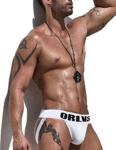 Book Cover Madealer Men’s Jockstrap for Men Sexy Low Rise Bulge Cotton Thong Stretch Underwear Briefs
