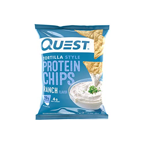 Book Cover Quest Nutrition Tortilla Style Protein Chips, Ranch, Baked, High Protein, Low Carb, Gluten Free, 1.1 Ounce (Pack of 12)