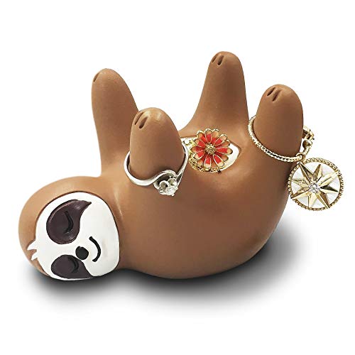 Book Cover Cute Sloth Ring Holder, Funny sloth Art decoration jewelry holder Bowl/Stand-Earring/Necklaces decor For counter desk night stand in bathroom or bedroom, Great Gifts for kids girls girlfriend friends