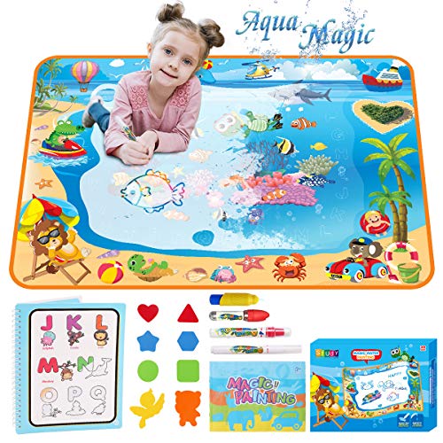 Book Cover Aqua Magic Mat, Water Drawing Mat for Kids-Color Large Size Educational Learning Toys Gifts for Age 2,3,4,5,6 Year Old Girls Boys Toddlers