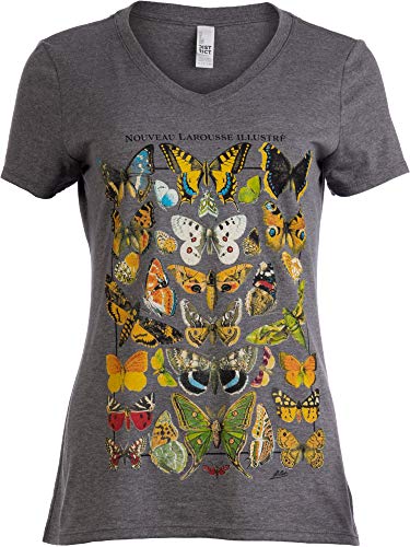 Book Cover Vintage Butterfly Art | Cool Nature Illustration Butterflies V-Neck T-Shirt for Women
