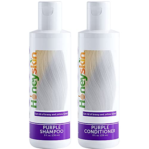 Book Cover Purple Shampoo and Conditioner No Yellow Set - Natural Sulfate Free - Brassy, Silver and Color Treated Hair Moisturizer - Natural Aloe Vera and Coconut Oil - Blonde, Grey and Bleached Hair Toner (8oz)