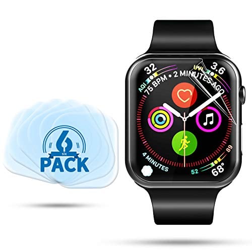 Book Cover Screen Protector for Apple Watch (44mm Series 4 only) | [Full Coverage] [Anti-Bubble] MilitaryShield Screen Protector with Lifetime Replacement Warranty - 6 Pack