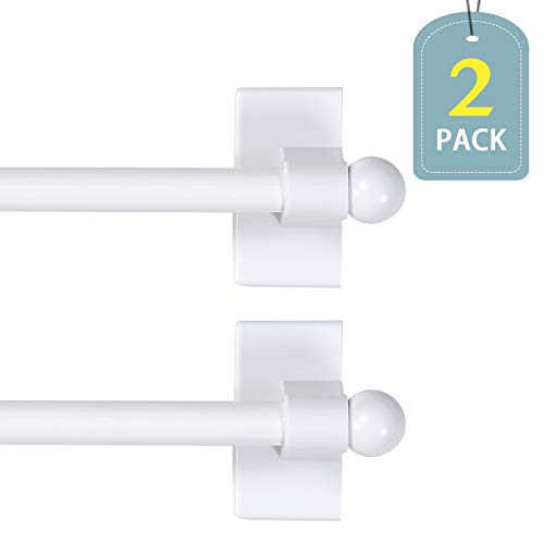 Book Cover H.VERSAILTEX Widely-Used Adjustable Appliance Magnetic Curtain Rods Suitable for Any Steel Surface, 16 to 28 Inch, White, 1/2 Inch Diameter, 2 Packs